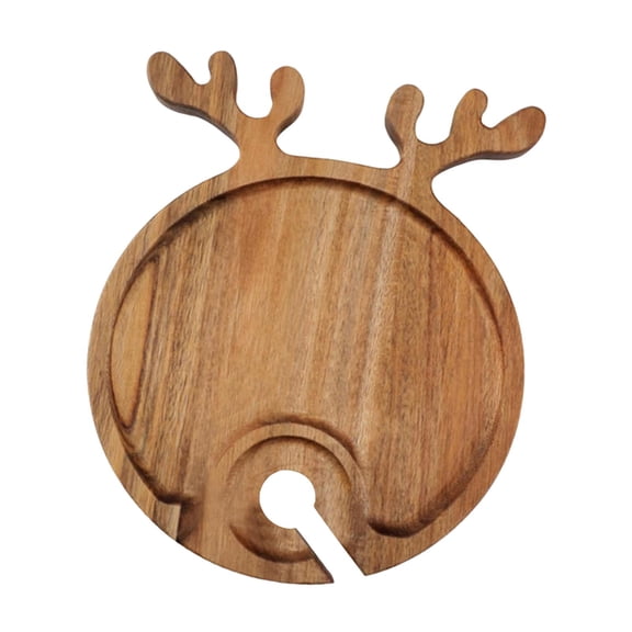 Appetizer Serving Board Wooden Charcuterie Plate Snack Tray Antler Design with Cup Slot for Holiday Gatherings
