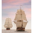 thumbnail image 3 of Ambesonne Ocean Duvet Cover Sets, Wooden Sailing Ship Waves, 2-Twin, Cream and Blue Grey, 3 of 3