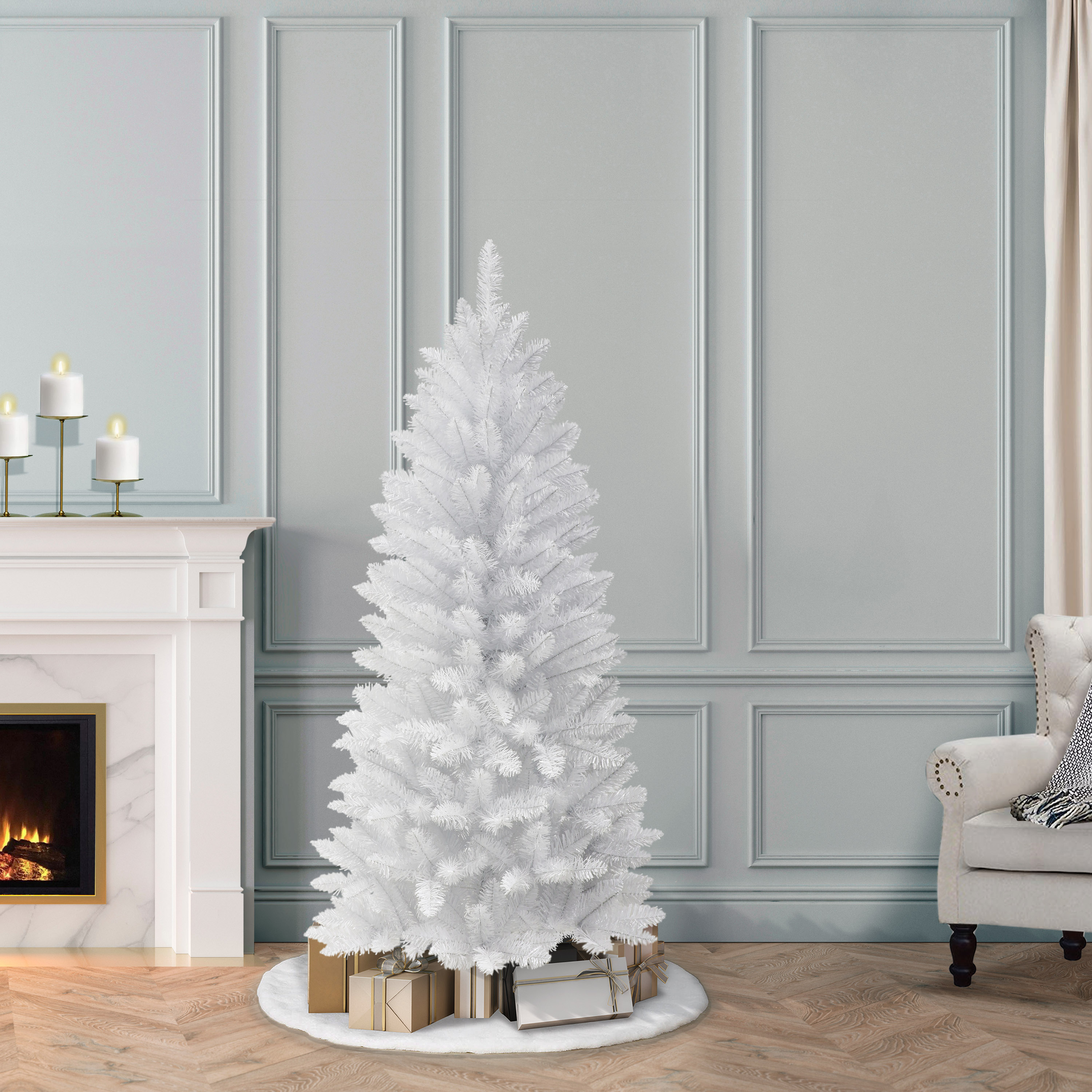 5 ft White Carson Artificial Pine Tree