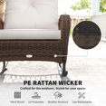 thumbnail image 4 of Outdoor Wicker Rattan Rocking Chair with Thick Cushions, Heavy-Duty Steel Frame Patio Rocker for Garden, Backyard, Porch or Conservatory, Light Mixed Brown, 29.5" W x 38.6" D x 35.8" H, 4 of 7