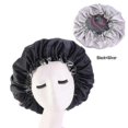 thumbnail image 1 of Nuevo gorro de satén grande de seda para dormir por la noche, gorro largo de satén con banda para atar la cabeza, gorro envolvente para cabello trenzado rizado para mujer, Shuangceng negro, 1 of 5