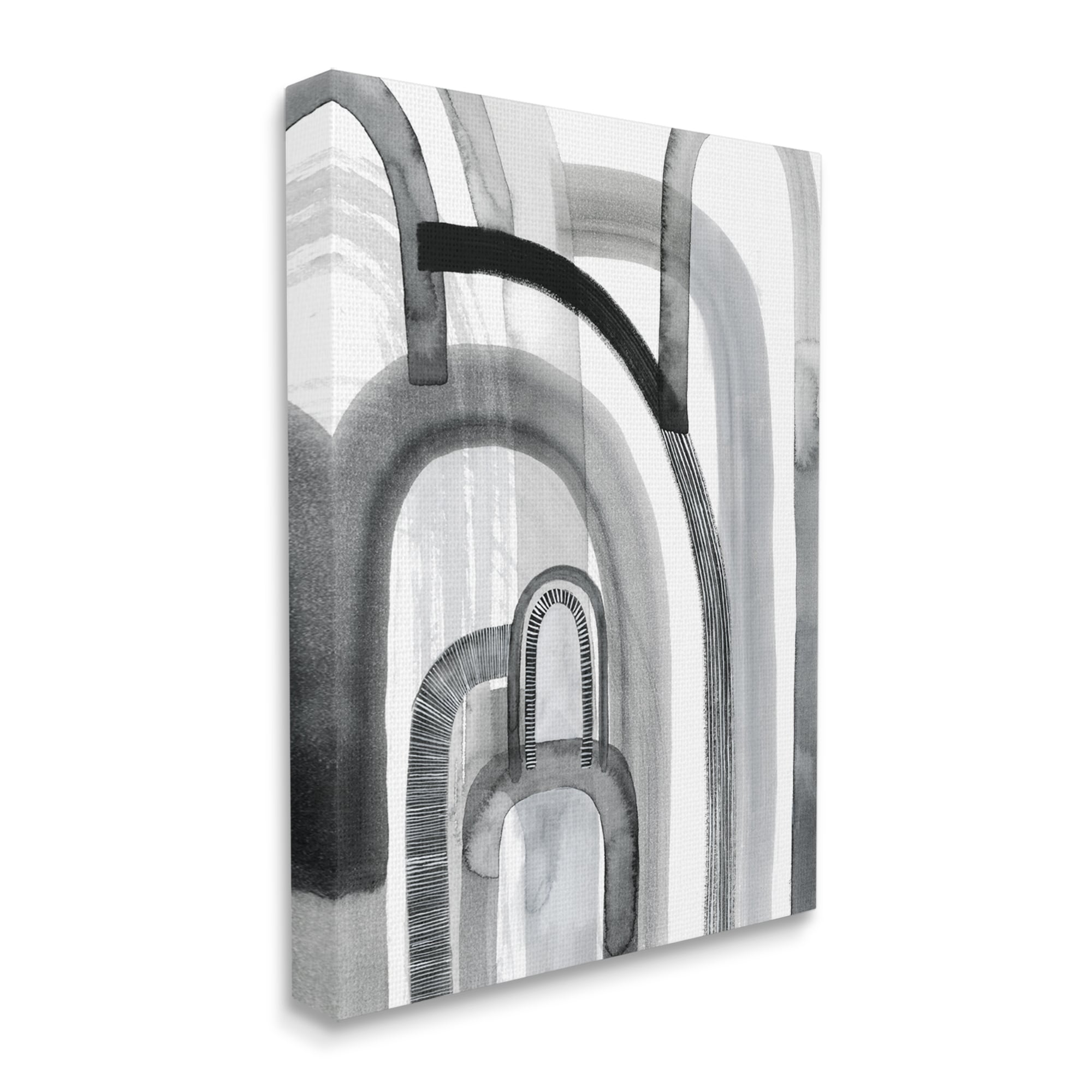 Stupell Industries Abstract Opaque Arches Black Grey White,24 x 30,Designed by Grace Popp