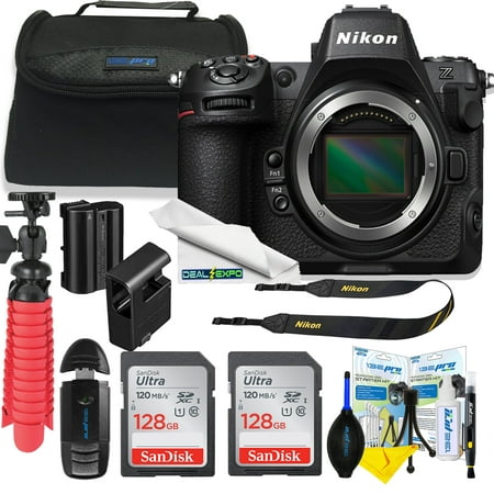 Nikon Z8 Full Frame FX Hybrid Mirrorless Camera 45.7MP 8K Video (Body) 1695 with 2pc 128GB Memory Cards, Carrying Case, Gripster Flex Tripod, Deal-Expo Pro Kit