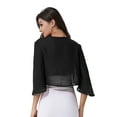 thumbnail image 2 of Rswnyirn Women Elegant 3/4 Sleeve Bolero Shrug Lightweight Solid Cropped Open Front Cardigan Shawl Black XL, 2 of 3