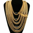 thumbnail image 2 of Men's Silver Gold Stainless Steel Curb Cuban Link Miami Chain Necklace Bracelet, 2 of 9