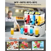 VEVOR Commercial Frozen Drink Maker, 15Lx3 Triple Tank Slushy Machine, 180 Cups Stainless Steel Margarita Smoothie Frozen Drink Machine, Slushie Maker
