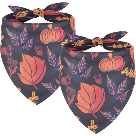 2 Pcs Pumpkin Thanksgiving Fall Cat Bandana Puppy Bandanas Adjustable Dog Bib Scarf Accessories Square Dog Scarves for Pet Dog Rabbit Birthday Gift