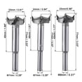 thumbnail image 2 of Uxcell Forstner Wood Boring Drill Bits Dia. Hole Saw Carbide Alloy Steel Tip Round Shank Cutting for Hinge Wood Tool 23mm, 24mm, 25mm, 2 of 5