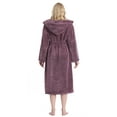 thumbnail image 2 of Women's Hooded Satin Look Fleece Plush Robe Turkish Bathrobe, Plum, XL, 2 of 4