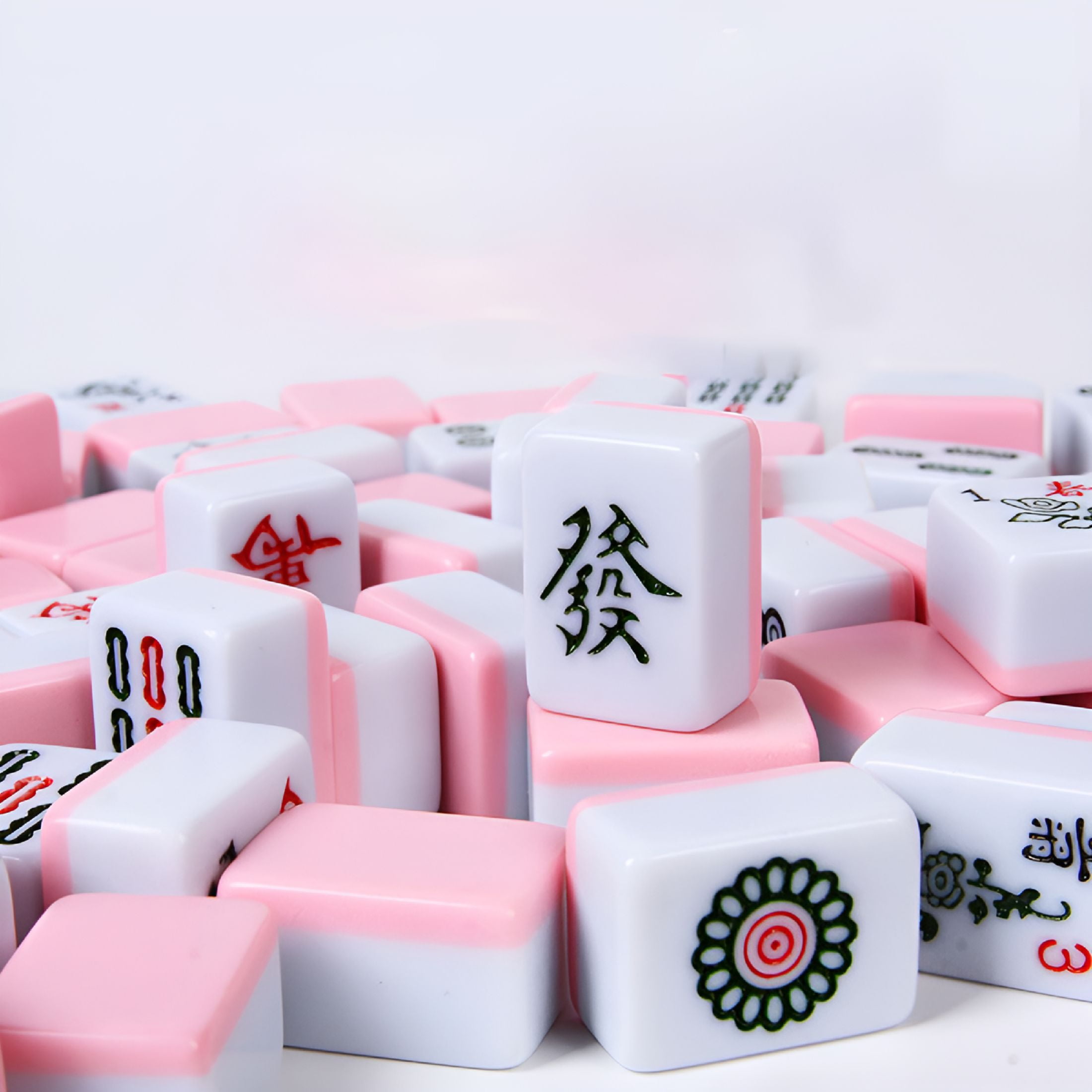 BESTSKY Portable Small-Sized Mahjong Combination Set,Approximately 1 Inch Thick Tiles for Travel,Compact Chinese Dominoes Game with Storage Case for On-the-Go Fun,Beige