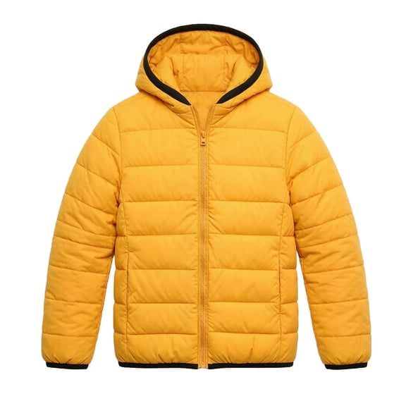 KyCheLot Winter Jacket for Kids Solid Color Zip up Long Sleeve Clothes with Hood Comfy Warm Hooded Jackets