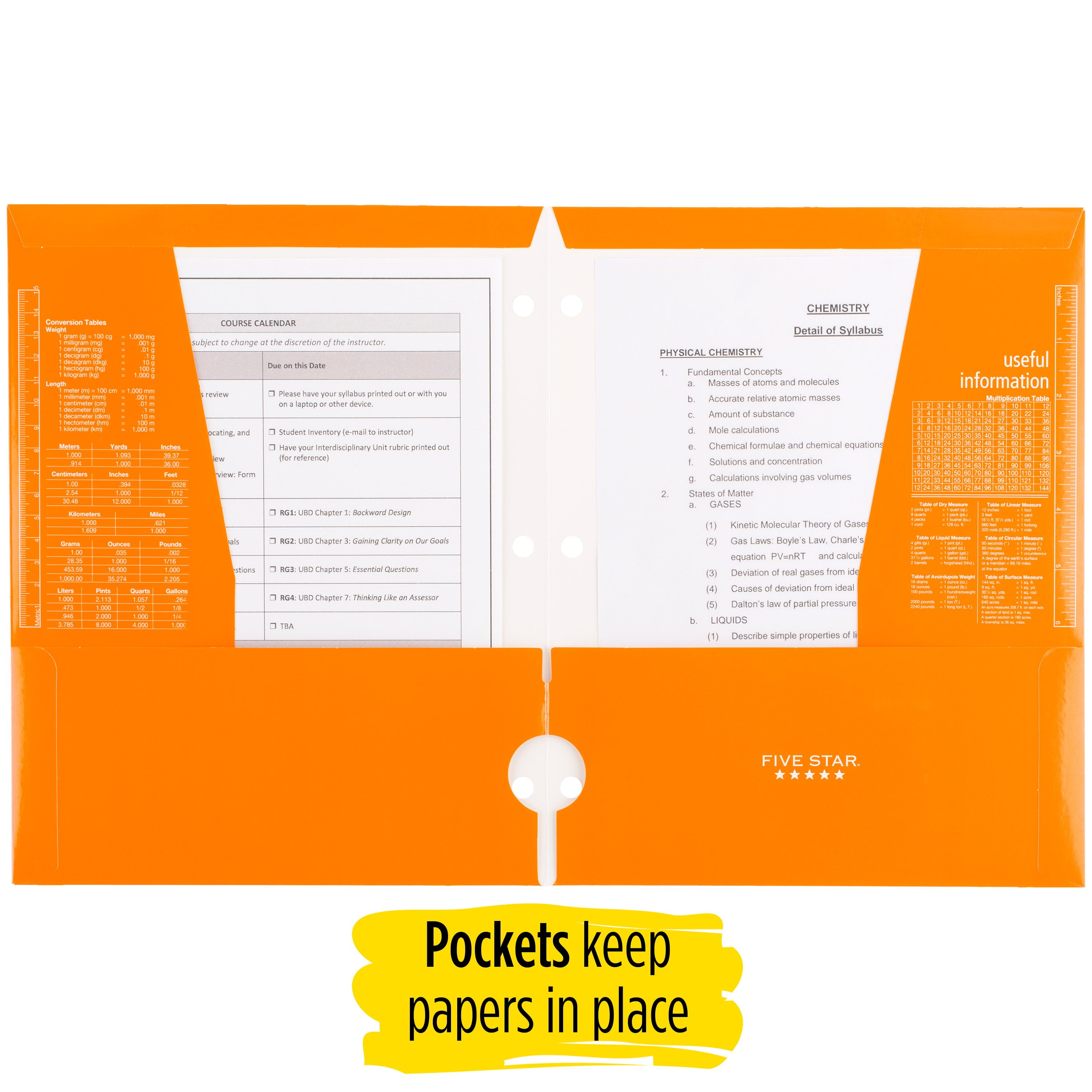 Five Star 4-Pocket Laminated Paper Folder, Orange (33569)