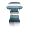 thumbnail image 5 of Cmfcve Stripe Midi Dresses for Women Short Sleeve Tie Front Bohemian Dress V-Neck Drop Waist Pinstripe Dresses with Pockets, 5 of 6