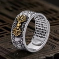 thumbnail image 3 of Pink Season Men Ring Vintage Carving Mantra Scripture Adjustable Bring Luck Wealth Birthday Gift Male Chinese Feng Shui Pixiu Finger Ring Retro Jewelry, 3 of 8