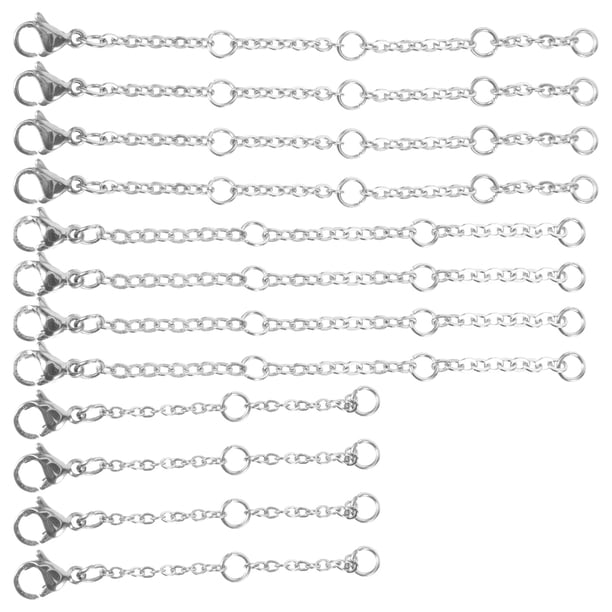 BRIGHTFUFU 30 extensores de cadena para collares y joyas, de acero inoxidable.