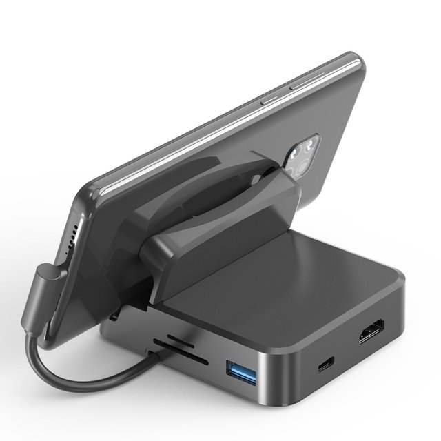 Tholdsy Estación de acoplamiento de concentrador tipo C 8 en 1 USB 8 puertos 4K 3840x2160P Cargador de teléfono Adaptador de video Soporte Juegos de teclado y mouse para computadora