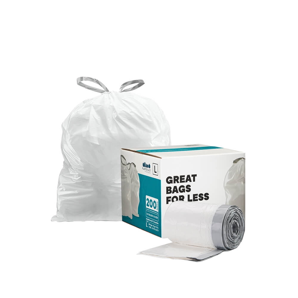 Plasticplace Simplehuman®* Code L Compatible Drawstring Trash Bags, 4.8 Gallon (200 Count