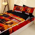 thumbnail image 2 of Erosebridal Fire Truck Zipper Queen Comforter Set with Fitted Sheet and 2 Pillowcases, Flames Zipper Bedding Set, Feuerwehr Red, Black Reversible, 2 of 7