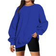 thumbnail image 1 of ORUYROP Chandails en Molleton Surdimensionnés pour Femmes Manches Longues Col Rond Chandail Décontracté Ample Couleur Unie Polaire Tops Pulls, 1 of 7