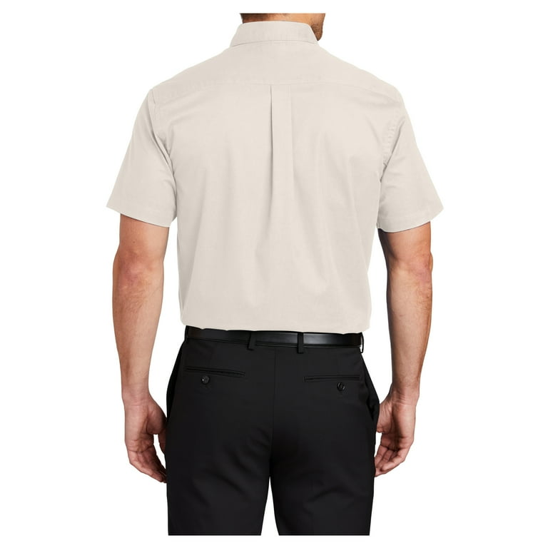 Mens Short Sleeve Easy Care Cotton/Polyester Shirt Light Stone