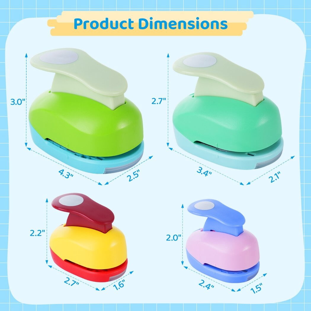 Circle Punch Set, 4PCS Paper Hole Punches 5/8", 1", 1.5", 2", Scrapbooking Spring-Action Lever Paper Punch Shapes for Paper Craft Card Making DIY Arts