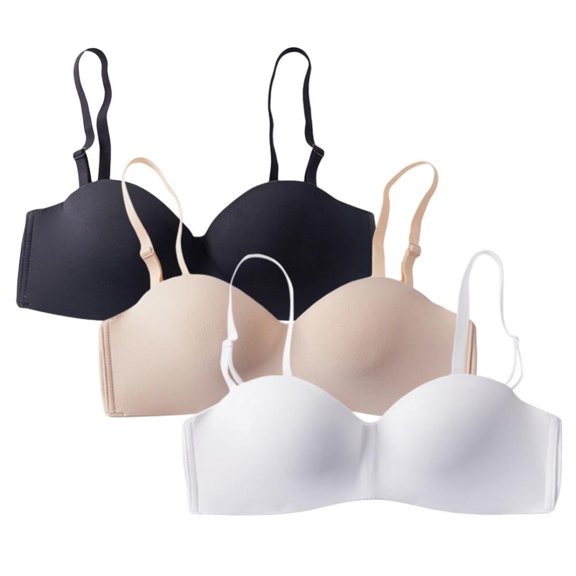 3 Pack Women's Seamless Bra Solid Color Beauty Back Push up Wirefree T-Shirt Bra