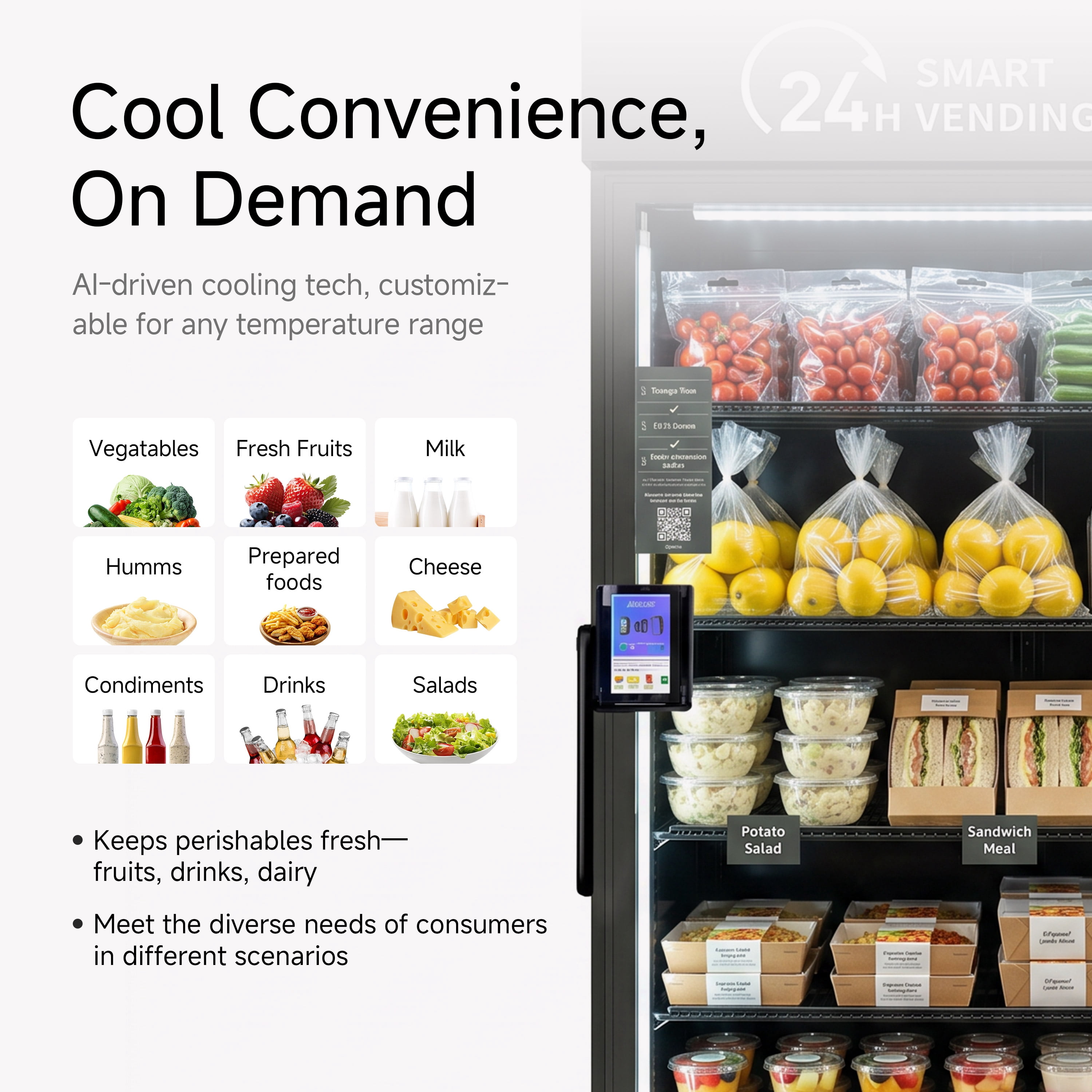 HAHA Smart AI Vending Machine Combo Vending for Snacks & Drinks 528 Bottle Capacity