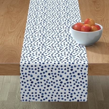 

Cotton Sateen Table Runner 108 - Blue Brushstrokes Background Watercolor Watercolour Abstract Hipster Brush Dots Baby Nursery Polka Print Custom Table Linens by Spoonflower