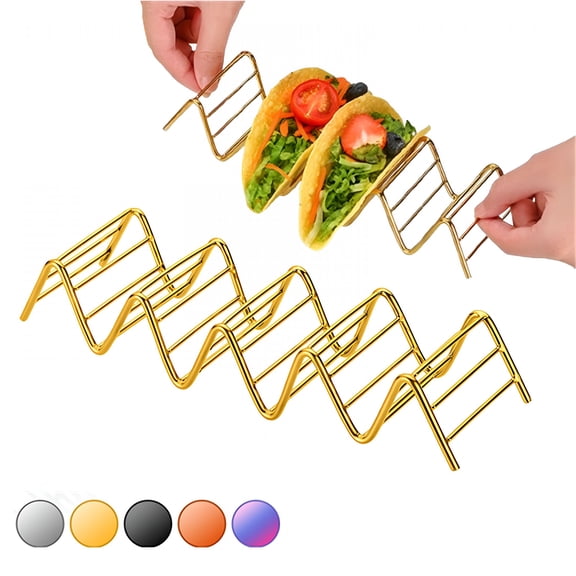 ACDANC 2026 New Taco Holders 1Pack,Stainless Steel Taco Shell Holder Stand,Taco Tray Plates for Taco Bar Gifts Accessories,Holds 4 Tacos Each,Oven,Dishware and Grill Safe for Baking