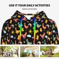 thumbnail image 4 of Fotbe Flowe Rooster Pattern Womens Long Sleeve Hoodie, Pullover Hooded Sweatshirt, Kangaroo Pocket Hoodie with Eye-catching Drawstrings-XX-Large, 4 of 7