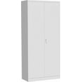 thumbnail image 5 of Rugerasy 71 Inch Tall Storage Metal Cabinet,Adjustable Feet and Lock Garage Cabinets with Doors and Shelves,Utility Storage Cabinet for Pantry Bedroom,White, 5 of 9