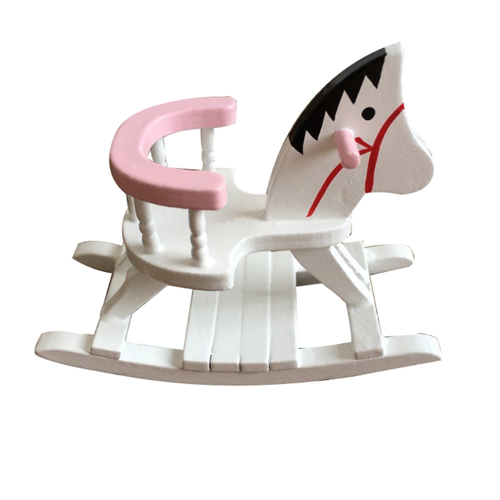 Toys Dollhouse Miniature White Wooden Rocking Horse Chair Nursery Room Furniture 1:12 Other