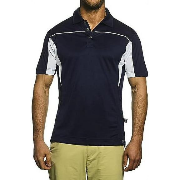 Pro Celebrity Men 777 Grand Prix Short Sleeve Polo (Navy & White, Small)…