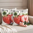 thumbnail image 2 of Strawberry Outdoor Waterproof Pillow Covers, Red Summer Fruits Green Botanical Decorative Square Throw Pillowcase Sofa Cushion Sham for Patio/Couch/Chair, 20"x20" 2 Pack, 2 of 8