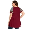 thumbnail image 4 of LARACE Womens Plus Size Casual Tops Crewneck Short Sleeve Shirt Floral Blouses Tunic Tops WineRed_4X, 4 of 6