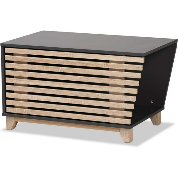 Bilot Eckhart Dark Grey and Oak Finished Wood Cat Litter Box Cover House