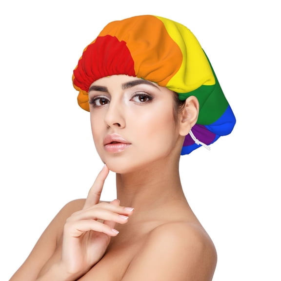 Gay Pride Flag Rainbow Sleep Cap Satin Bonnet Sleeping Hat Soft Elastic Night Hair Cover For Women