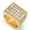 Gold color, variant on Iced Out Men's Ring 14K Yellow Gold Cubic Zirconia Bling Big Square Rings For Men Rapper Hip Hop Jewelry