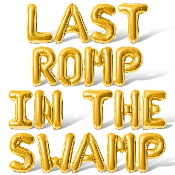 Letter Balloons - LAST ROMP IN THE SWAMP 16" Inch Alphabet Letters Foil Mylar Balloon Bachelorette or Bridal Shower Party Banner (Gold)