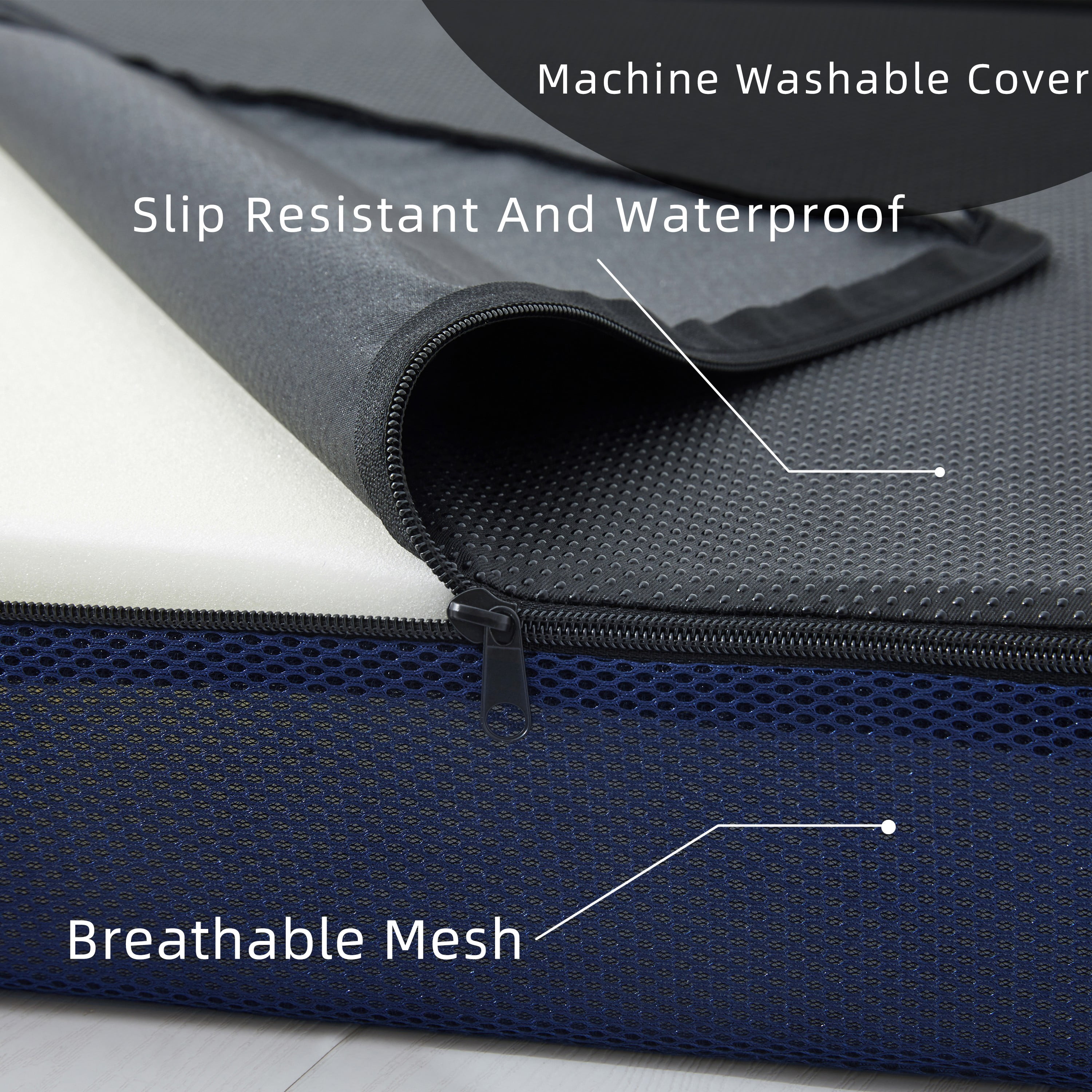 Jamdok 3Inch Trifold Mattress,Sleeping Mats for Adults,Memory Foam Folding Pad,Machine Washable Mesh Cover,Cot Size Floor Mattress Topper,Guest Bed,Camping