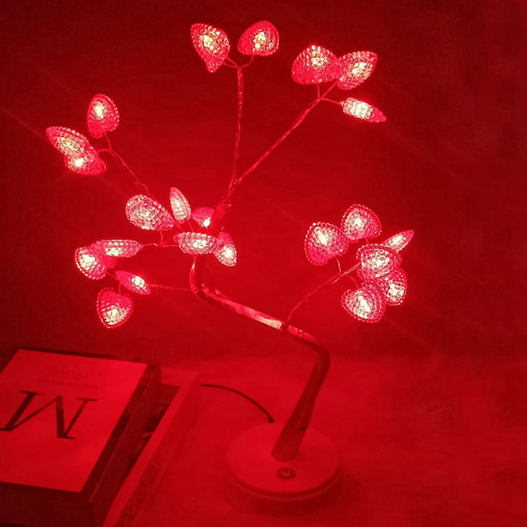 Trjgtas Valentines Day Decor Lighted Tree with 24 LED Heart Lights, for  Bedroom Home Party Valentines Gifts for Her(1) 