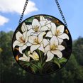 thumbnail image 2 of Christmas Gift Set - White Lily Birth Flower Christmas Stained Glass Hanging Ornament - Durable Glossy Tree Decor, Xmas Gift for Family & Friends, 2025 Edition, 2 of 3