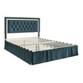 thumbnail image 2 of Home Design Gianna Twin Tufted Upholstered Platform Bed Frame with Button-Tufted Headboard and Bed Skirt, Denim Blue, Easy Assembly, 2 of 5
