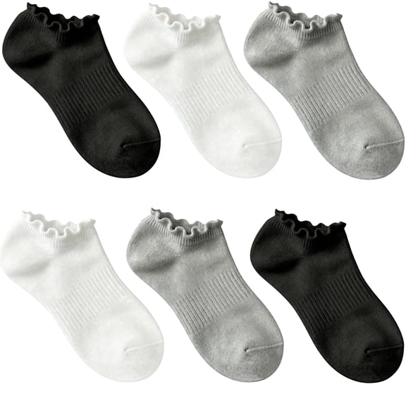 NexTone 6 Pairs No Show Socks for Women Ruffle Socks Low Cut Socks Cute Ankle Frilly Short Cotton Socks
