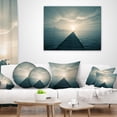 thumbnail image 3 of Designart Dark Boardwalk into Blue Sea - Bridge Throw Pillow - 16x16, 3 of 4