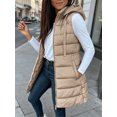 thumbnail image 3 of Fall Winter Women Sleeveless Long Vest Hooded Puffer Zipper Outwear Vest, 3 of 7