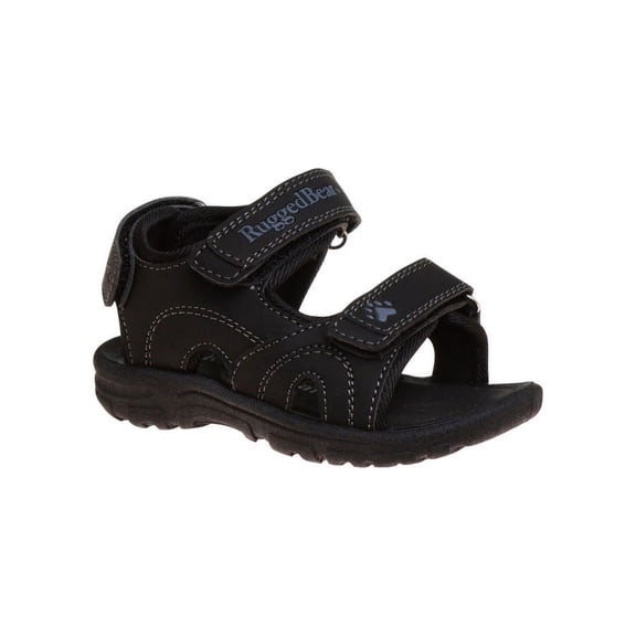 Rugged Bear Boys Open Toe Doule Hook & Loop Toddler Sport Sandals - Black, 9