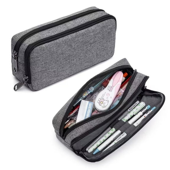 Big Capacity Pencil Pouch,Zipper Pencil Pouch, Office Organizer Pen Bag for Men,Back to Shool Supplies, Gray