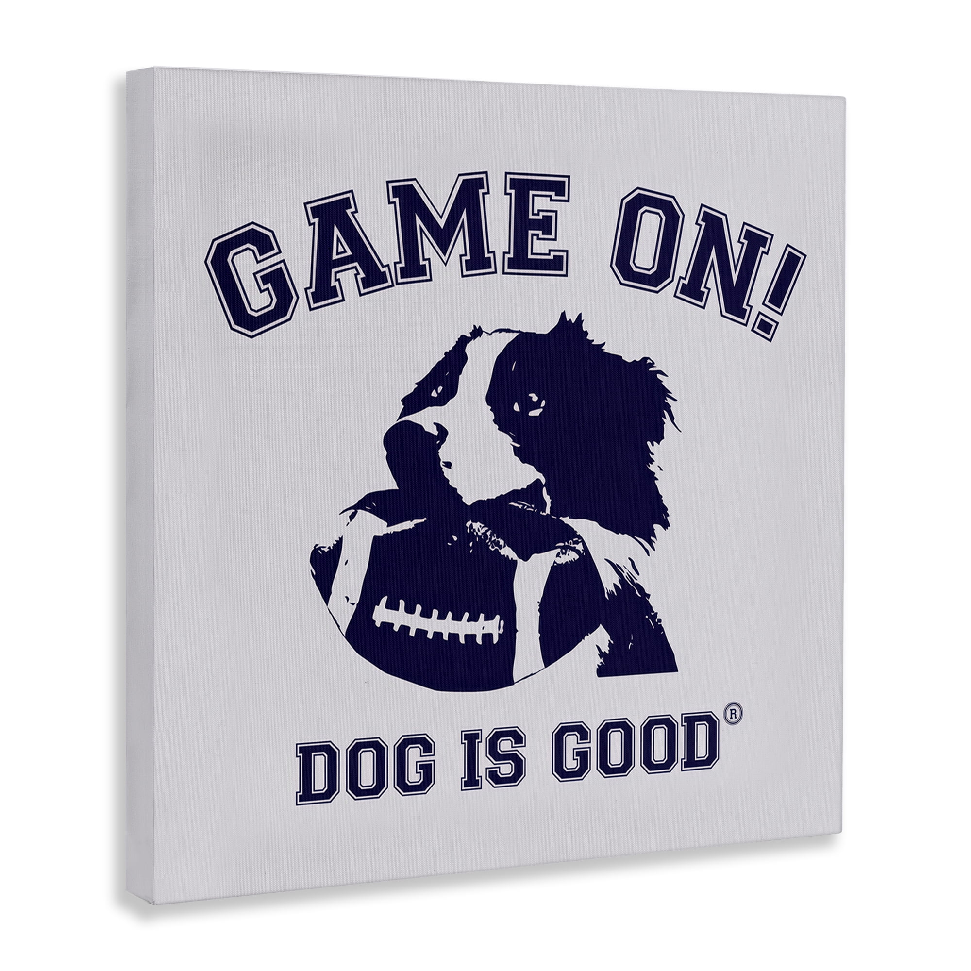 Stupell Industries Game On Dog & Football Animals Painting Wrapped Canvas Art Print Wall Art, 30 x 30