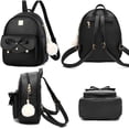 thumbnail image 2 of LAICAIW Girls Bowknot 3-Pieces Fahsion Leather Backpack Backpack Purse for Women Rucksack for Ladies Shoulder Bag, 2 of 6